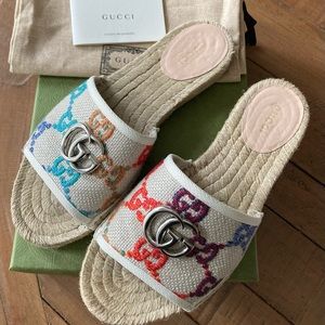 Gucci Pilar GG Multicolor Espadrilles Slides
